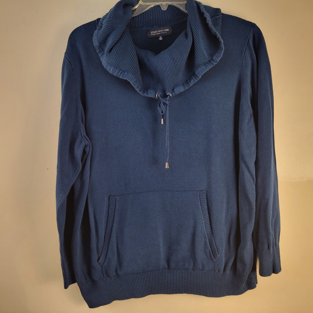 Jones New York Signature Woman Blue Cowl Neck Pullover Sweater Plus 3X